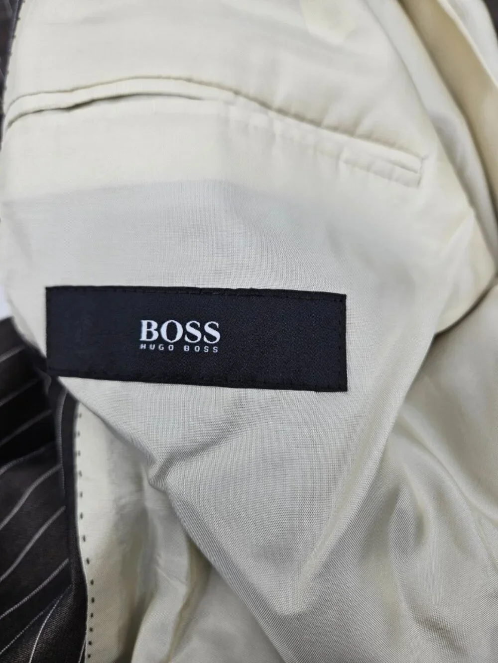 Hugo Boss Grey Striped Blazer Mens 46L Bertolucci Movie Wool Blend